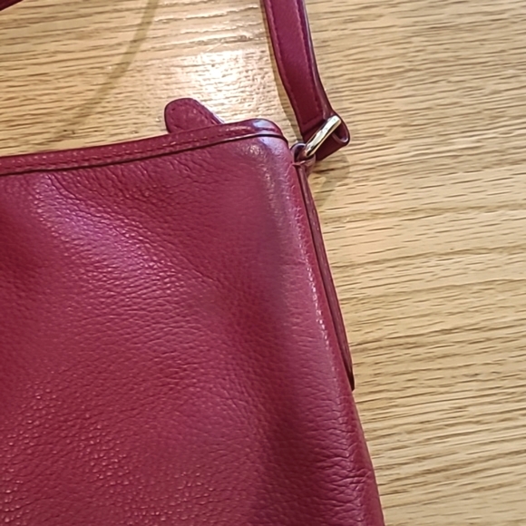 Coach Red Pebble Leather Large Crossbody Purse - Picture 5 of 9